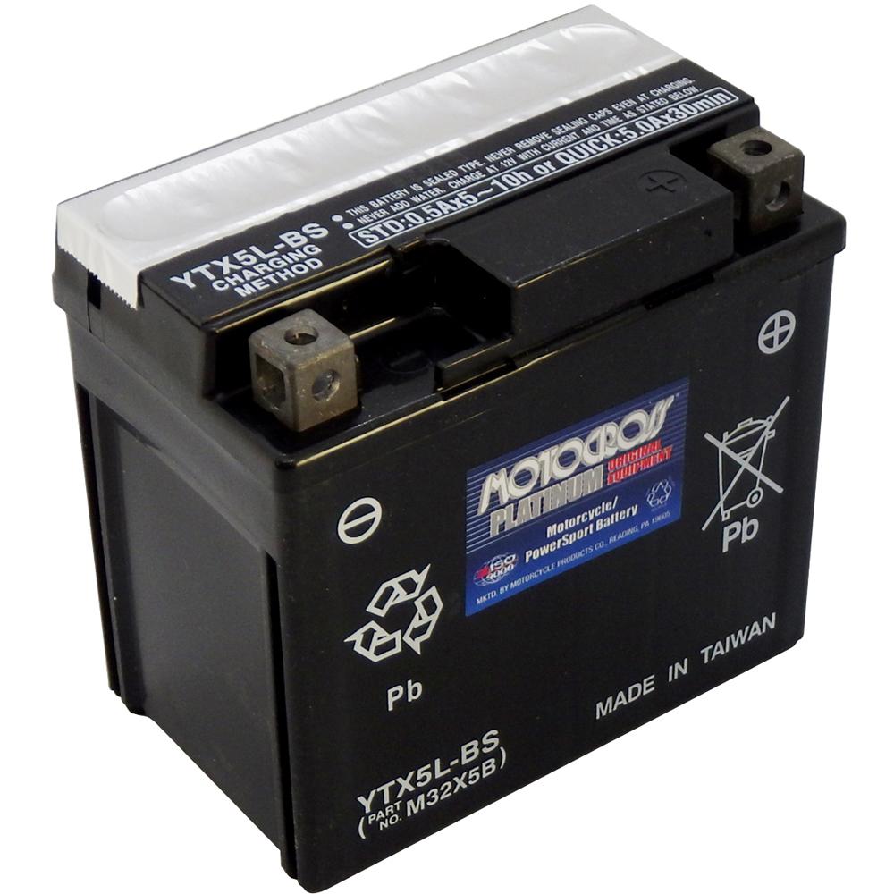 YTX5L-BS 12V AGM MC Battery, Dry Charged w/Acid Pack 4 AH, 80 CCA  M32X5B