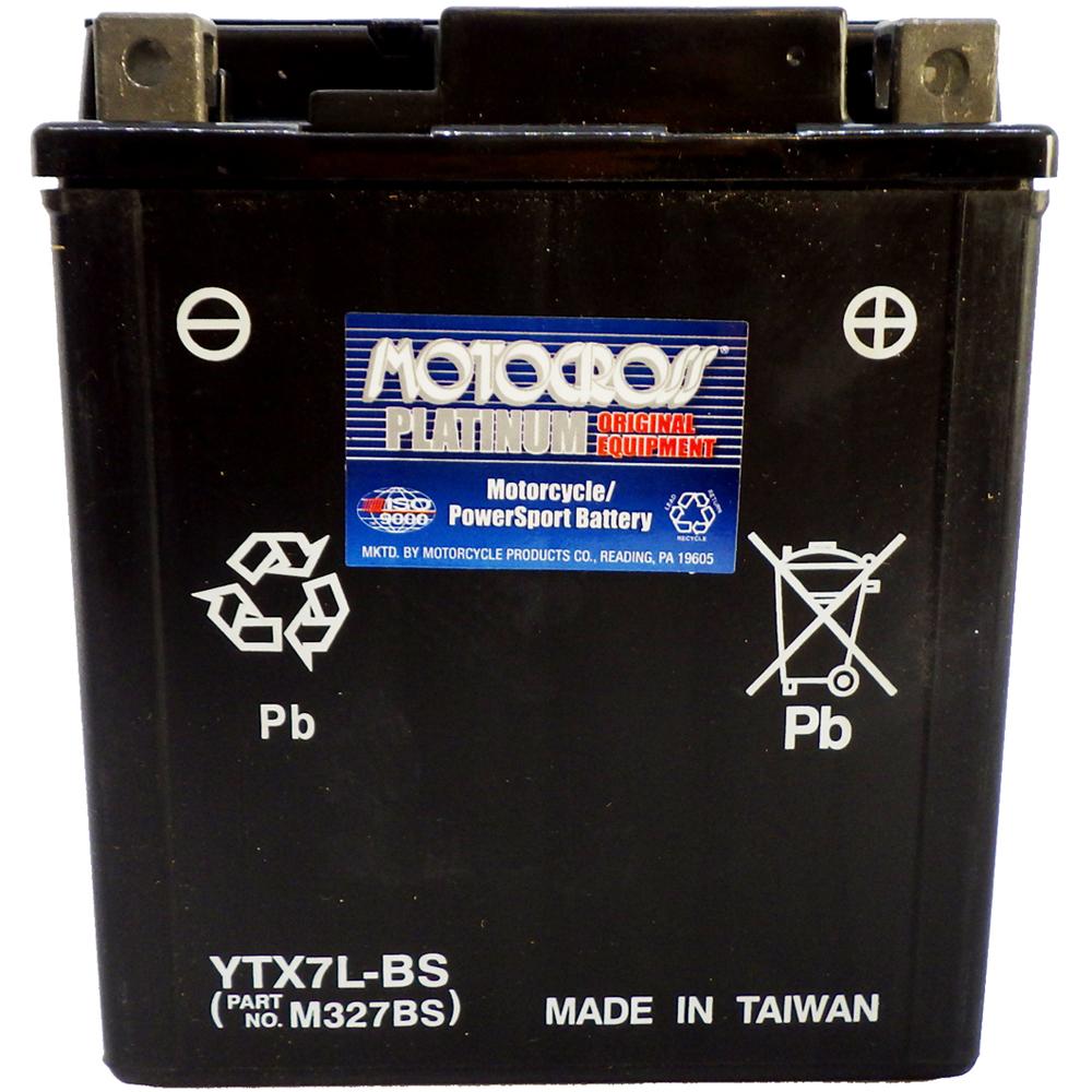 YTX7L-BS 12V AGM MC Battery, Dry Charged w/Acid Pack 6 AH, 100 CCA  M327BS