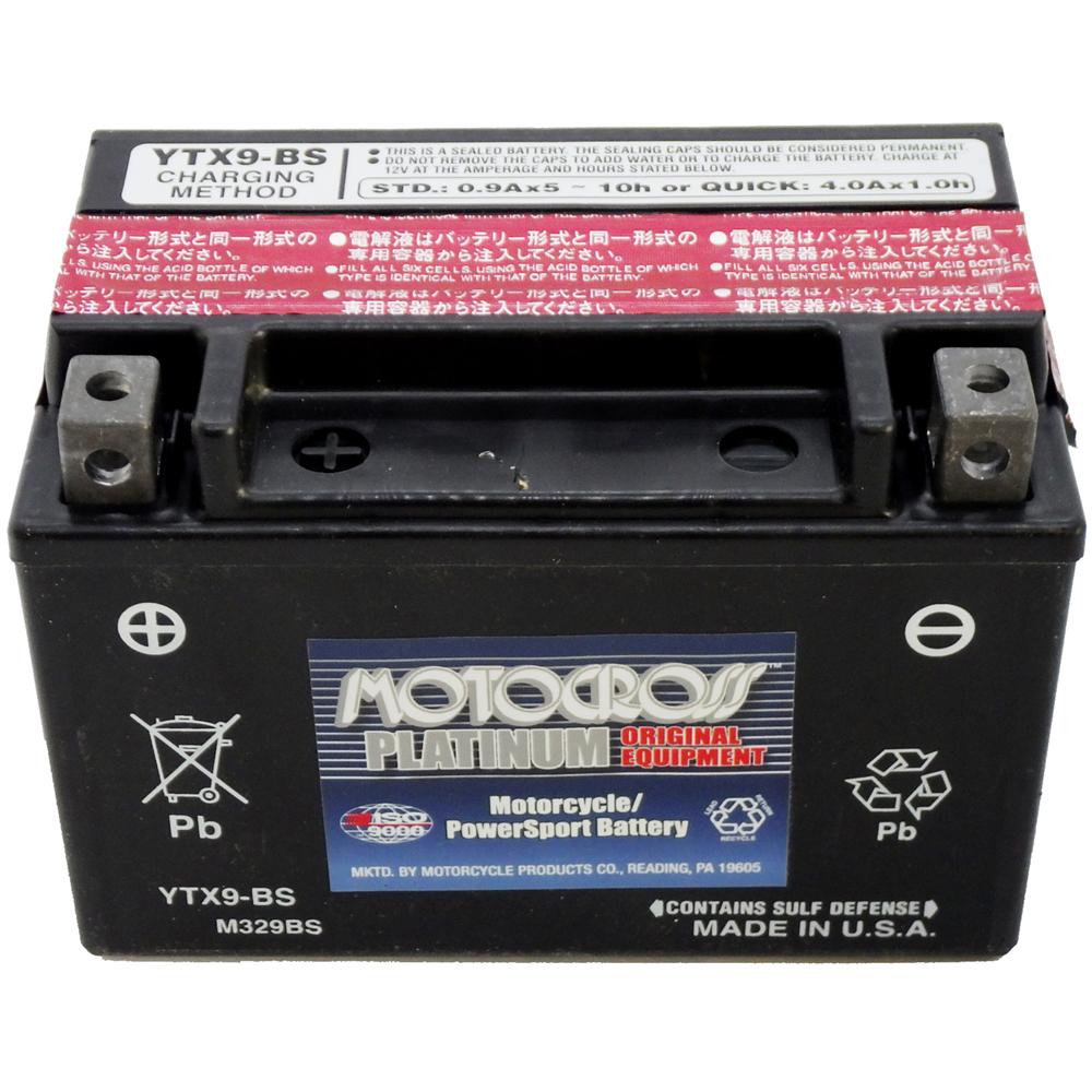 YTX9-BS -12 Volt 8 AH, 135 CCA, Rechargeable Maintenance Free SLA AGM  Motorcycle Battery 