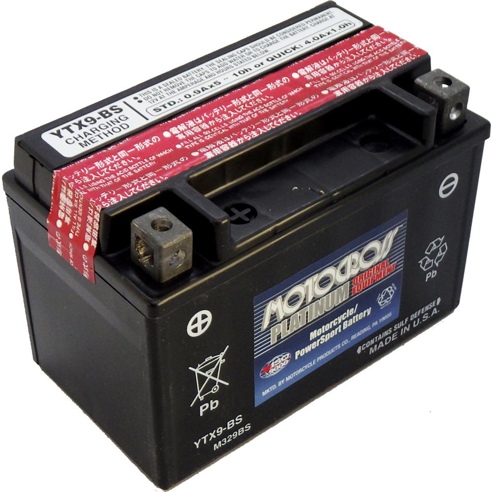 YTX9-BS 12V AGM MC Battery, Dry Charged w/Acid Pack 8 AH, 135 CCA