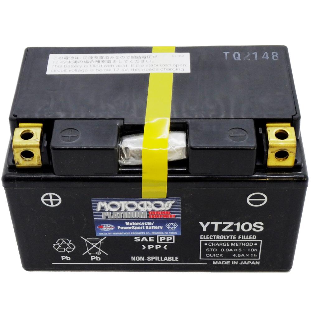 YTZ10S High Performance 12V AGM MC Battery, FA, 8.6 AH, 190 CCA