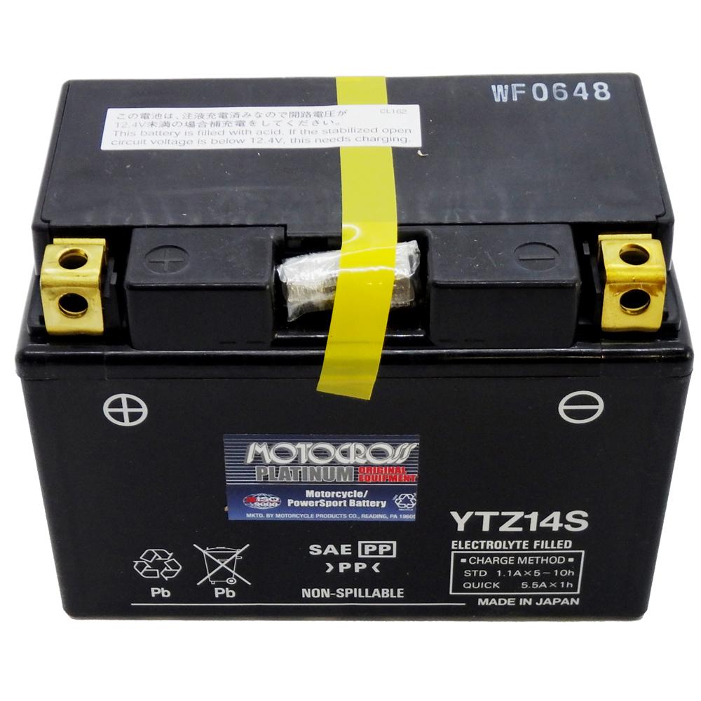 YTZ14S High Performance 12V AGM MC Battery, FA, 11.2 AH, 230 CCA  M72Z14