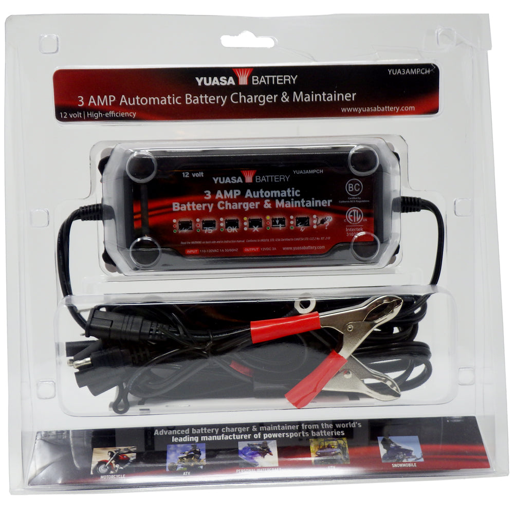 YUASA 12 Volt, 3 Amp Automatic Battery Charger and Maintainer