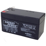 Energy Power 12V, 1.3AH SLA AGM Battery - T1 Push-on Terminals (.187")