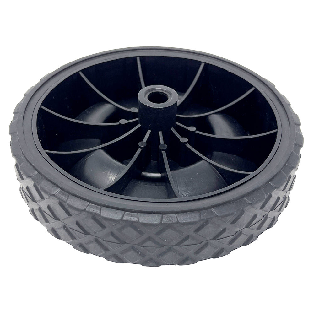 696563 - 2 Wheel Kit, 6" Black Plastic w/Diamond Rubber Tread for 3/8" Axle Shaft, includes Axle Caps